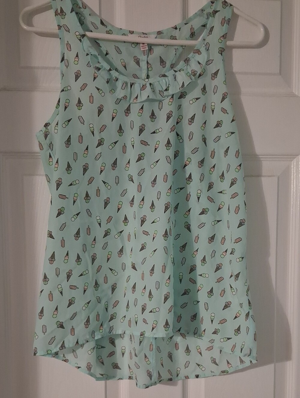 Women's Mint Ice Cream Print Sleeveless Blouse